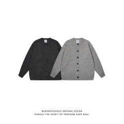 悟空有貨潮牌復古慵懶風開衫毛衣男女秋季寬松情侶百搭針織衫外套