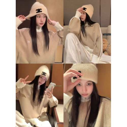 美式撞色長袖立領毛衣外套女2025秋冬新款寬松棒球服開衫拉鍊上衣