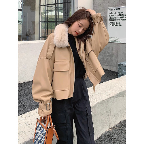 派克服皮衣外套女秋冬季2025新款寬松加絨加厚小個子短款夾克上衣 派克服皮衣外套女秋冬季2025新款寬松加絨加厚小個子短款夾克上衣