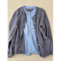 灰色假兩件時尚洋氣上衣開衫洋氣獨特別致女春季內搭打底針織外套