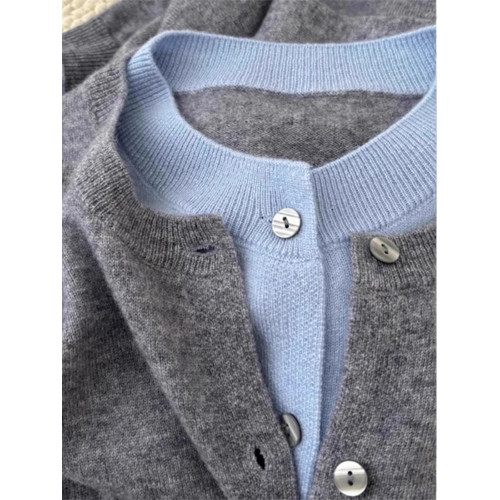 灰色假兩件時尚洋氣上衣開衫洋氣獨特別致女春季內搭打底針織外套