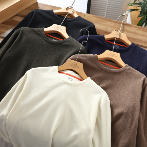 閉眼買！人手N件！秋冬新款男士親膚保暖搖粒絨純色百搭圓領衛衣