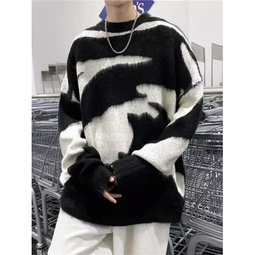 美式高街vintage痞帥打底毛衣男女慵懶風潮牌內搭針織衫oversize