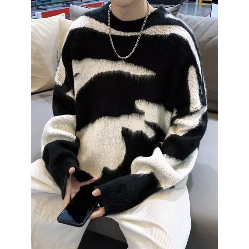 美式高街vintage痞帥打底毛衣男女慵懶風潮牌內搭針織衫oversize