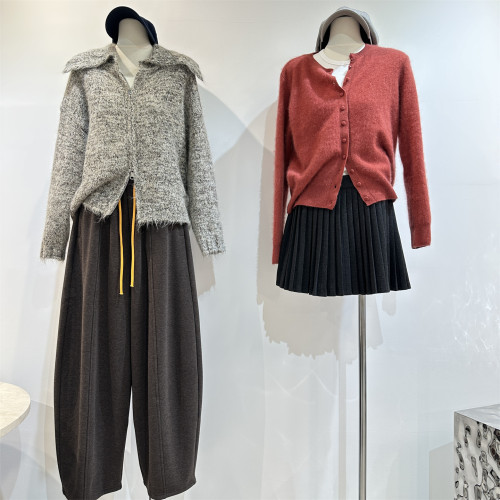 雜色復古大翻領軟糯拉毛毛衣女寬松雙拉鍊加厚針織開衫短外套秋冬 雜色復古大翻領軟糯拉毛毛衣女寬松雙拉鍊加厚針織開衫短外套秋冬