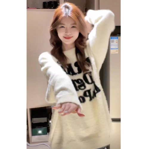 水貂絨毛衣女小個子秋冬加厚高級感寬松慵懶風軟糯奶fufu針織外套