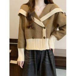 海軍領針織毛衣外套女秋季今年爆款大碼胖mm顯瘦高級感超好看上衣