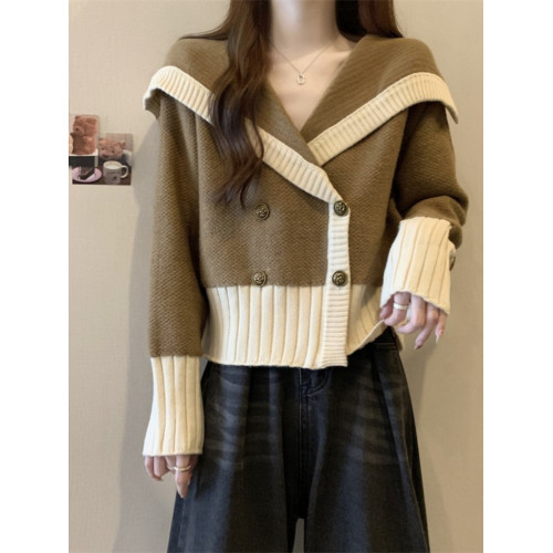 海軍領針織毛衣外套女秋季今年爆款大碼胖mm顯瘦高級感超好看上衣 海軍領針織毛衣外套女秋季今年爆款大碼胖mm顯瘦高級感超好看上衣