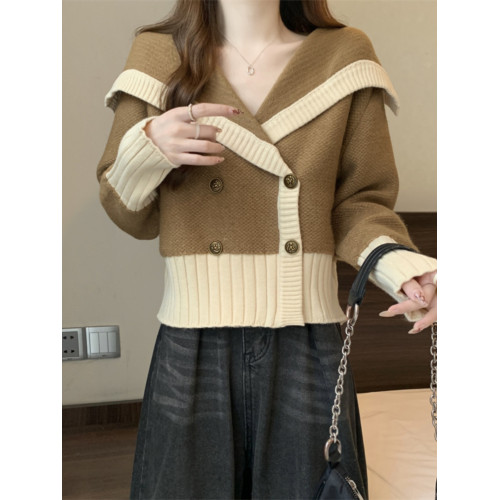 海軍領針織毛衣外套女秋季今年爆款大碼胖mm顯瘦高級感超好看上衣 海軍領針織毛衣外套女秋季今年爆款大碼胖mm顯瘦高級感超好看上衣