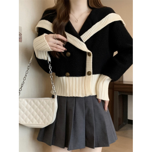 海軍領針織毛衣外套女秋季今年爆款大碼胖mm顯瘦高級感超好看上衣 海軍領針織毛衣外套女秋季今年爆款大碼胖mm顯瘦高級感超好看上衣