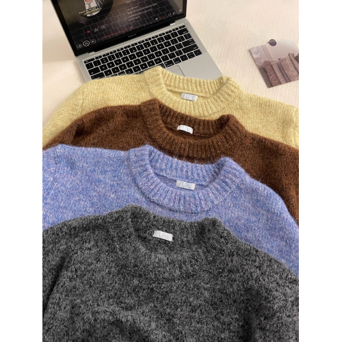 韓代@fu*e 超美的花紗羊毛混紡！慵懶復古毛茸茸質感圓領套頭毛衣