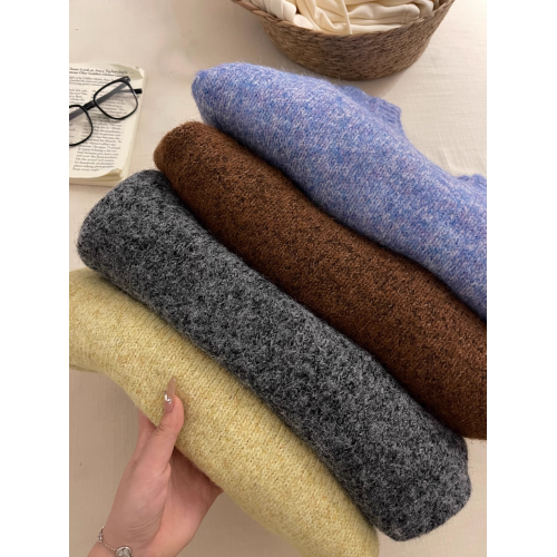 韓代@fu*e 超美的花紗羊毛混紡！慵懶復古毛茸茸質感圓領套頭毛衣