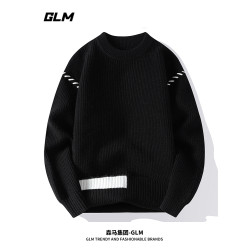GLM秋冬新款馬年新款加厚潮流抗寒保暖寬松套頭情侶圓領毛衣 男