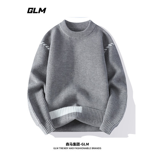 GLM秋冬新款馬年新款加厚潮流抗寒保暖寬松套頭情侶圓領毛衣 男