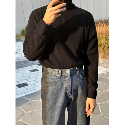 MRCYC高級感半高領打底針織衫男秋冬季保暖內搭韓系潮流百搭毛衣