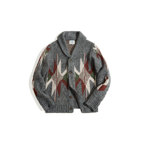 馬登工裝美式開衫青果領毛衣印第安翻領加厚針織外套納瓦霍男秋 馬登工裝美式開衫青果領毛衣印第安翻領加厚針織外套納瓦霍男秋