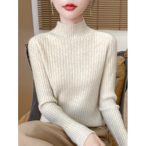 軟糯精緻感無縫半高領毛衣女秋冬內搭加厚保暖修身顯瘦內搭打底衫