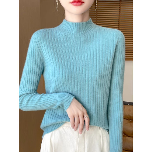 軟糯精緻感無縫半高領毛衣女秋冬內搭加厚保暖修身顯瘦內搭打底衫