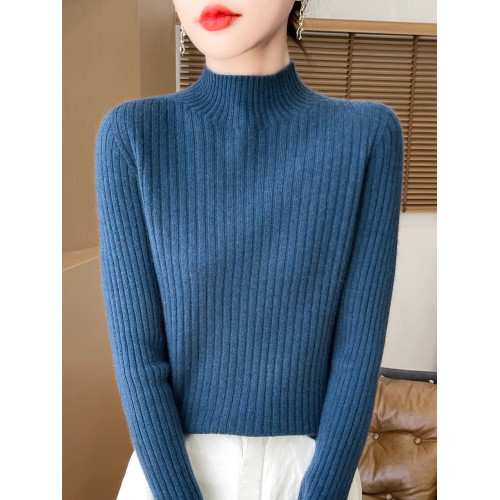 軟糯精緻感無縫半高領毛衣女秋冬內搭加厚保暖修身顯瘦內搭打底衫