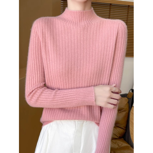 軟糯精緻感無縫半高領毛衣女秋冬內搭加厚保暖修身顯瘦內搭打底衫