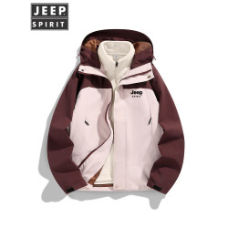 JEEP戶外三合一沖鋒衣女春秋冬季三防暴雨露營滑雪登山服外套男款
