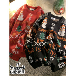 2025秋冬男女聖誕毛衣寬松外套慵懶韓式學生加厚情侶毛衣