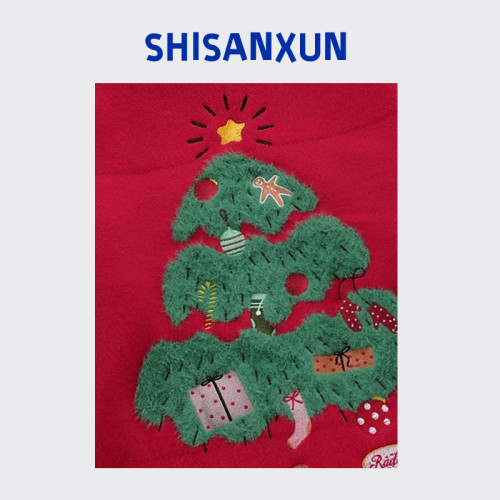 SHISANXUN美式復古hiphop植絨情侶聖誕毛衣男冬季ins慵懶風針織衫 SHISANXUN美式復古hiphop植絨情侶聖誕毛衣男冬季ins慵懶風針織衫