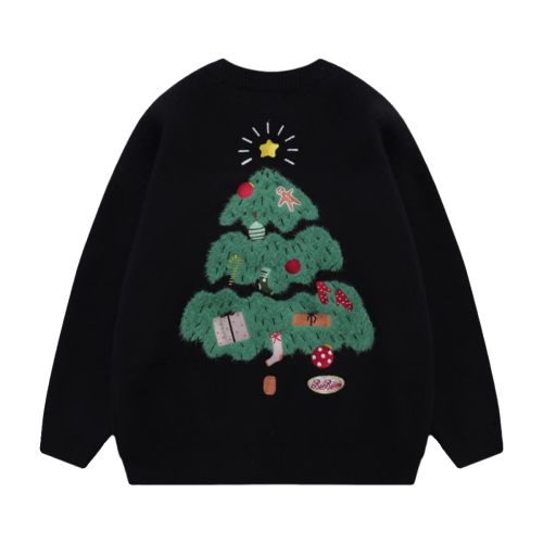 SHISANXUN美式復古hiphop植絨情侶聖誕毛衣男冬季ins慵懶風針織衫 SHISANXUN美式復古hiphop植絨情侶聖誕毛衣男冬季ins慵懶風針織衫