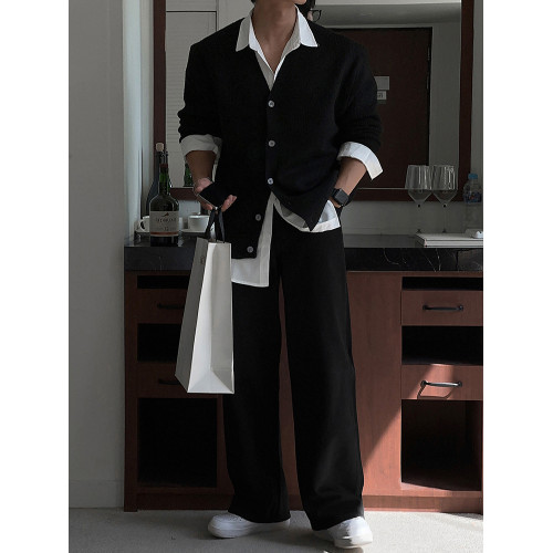 SSUMENAM「老錢風」V領針織開衫男秋冬季潮流韓版毛衣外套外穿 SSUMENAM「老錢風」V領針織開衫男秋冬季潮流韓版毛衣外套外穿