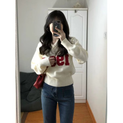 復古V領毛衣女秋裝2025新款設計感小衆慵懶風寬松百搭短款針織衫