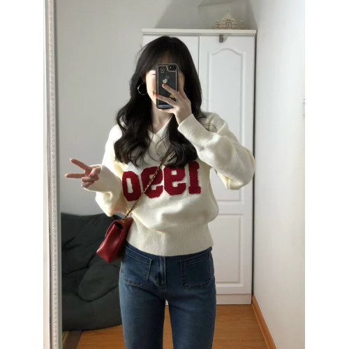 復古V領毛衣女秋裝2025新款設計感小衆慵懶風寬松百搭短款針織衫