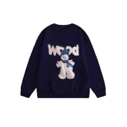 秋冬氛圍感穿搭卡通雪人毛衣女寬松加厚設計感慵懶風軟糯針織上衣