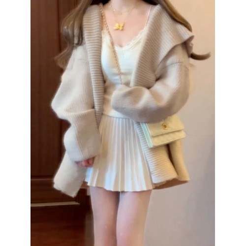 2026新款爆款小個子連帽毛衣厚外套女秋冬寬鬆慵嬾風針織上衣開衫