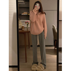 軟糯糯灰色高領半拉鍊寬鬆秋冬套頭針織繙領2025新款爆款毛衣女厚