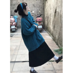 日系復古麻花毛衣女秋冬季新款寬松外穿慵懶風顯瘦小個子外穿上衣