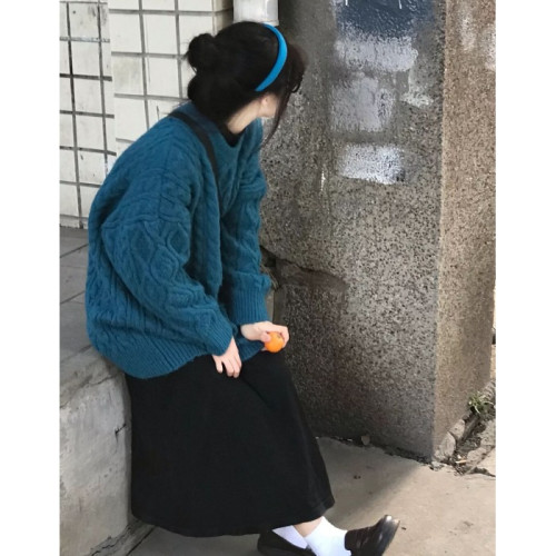 日系復古麻花毛衣女秋冬季新款寬松外穿慵懶風顯瘦小個子外穿上衣