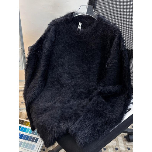 仿水貂絨圓領毛衣男女冬季慵懶風純色毛絨絨打底衫男士保暖毛線衣