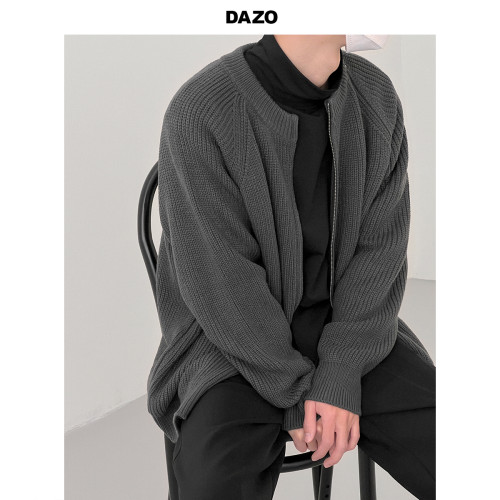 DAZO 圓領拉鍊開衫毛衣男春秋款簡約休閒針織外套寬松純色百搭潮 DAZO 圓領拉鍊開衫毛衣男春秋款簡約休閒針織外套寬松純色百搭潮