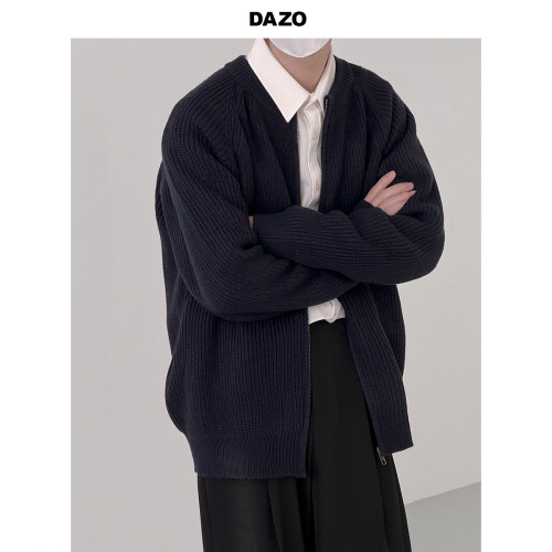 DAZO 圓領拉鍊開衫毛衣男春秋款簡約休閒針織外套寬松純色百搭潮 DAZO 圓領拉鍊開衫毛衣男春秋款簡約休閒針織外套寬松純色百搭潮