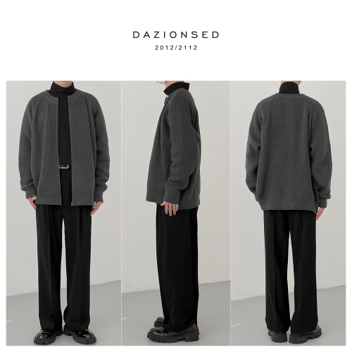DAZO 圓領拉鍊開衫毛衣男春秋款簡約休閒針織外套寬松純色百搭潮 DAZO 圓領拉鍊開衫毛衣男春秋款簡約休閒針織外套寬松純色百搭潮