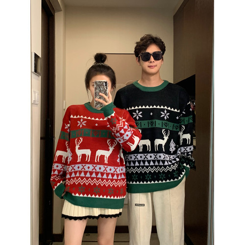 聖誕氛圍感穿搭情侶裝秋冬2025新款針織衫毛衣紅色麋鹿聖誕節戰袍 聖誕氛圍感穿搭情侶裝秋冬2025新款針織衫毛衣紅色麋鹿聖誕節戰袍