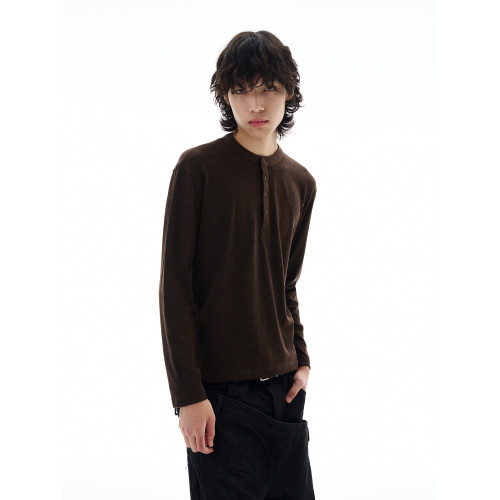 尾郎的店 秋季美式復古羊毛混紡亨利衫男高級感薄款長袖打底衫T恤 尾郎的店 秋季美式復古羊毛混紡亨利衫男高級感薄款長袖打底衫T恤