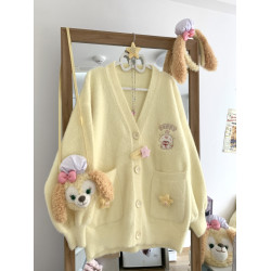 原創日系毛茸茸針織可愛刺綉毛衣開衫甜美外套秋冬小個子針織上衣