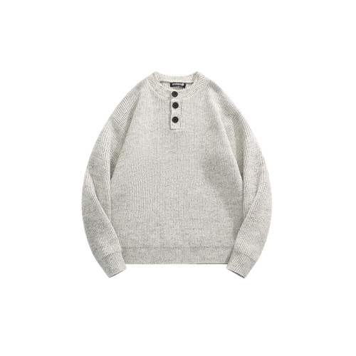 BOYUE帛躍美式復古亨利領毛衣男女慵懶風高級感針織衫外套上衣潮 BOYUE帛躍美式復古亨利領毛衣男女慵懶風高級感針織衫外套上衣潮