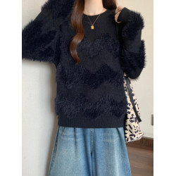 2025秋冬新款高級水貂毛針織衫上衣大碼女裝胖mm寬松顯瘦毛衣內搭