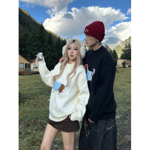 臘腸狗軟糯毛衣男女情侶裝秋冬季潮牌高級感針織衫慵懶風線衫外套 臘腸狗軟糯毛衣男女情侶裝秋冬季潮牌高級感針織衫慵懶風線衫外套