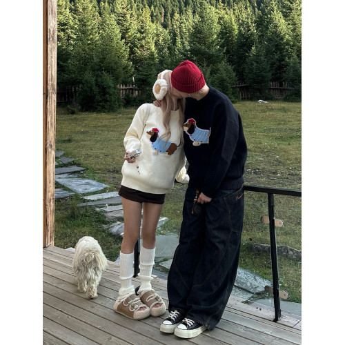 臘腸狗軟糯毛衣男女情侶裝秋冬季潮牌高級感針織衫慵懶風線衫外套 臘腸狗軟糯毛衣男女情侶裝秋冬季潮牌高級感針織衫慵懶風線衫外套