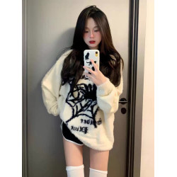 美式復古小衆蜘蛛毛衣女秋冬2025新款軟糯慵懶風國潮街頭中長款潮