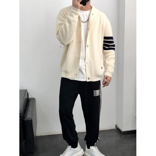 韓系針織開衫男士秋冬輕熟打底線衫夾克休閒潮牌圓領毛衣加厚外套