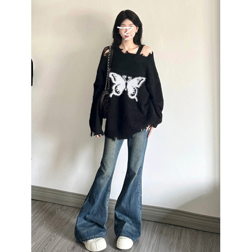 慵懶風高級感黑色毛衣女裝2025年新款秋冬韓系穿搭寬松穿搭小個子